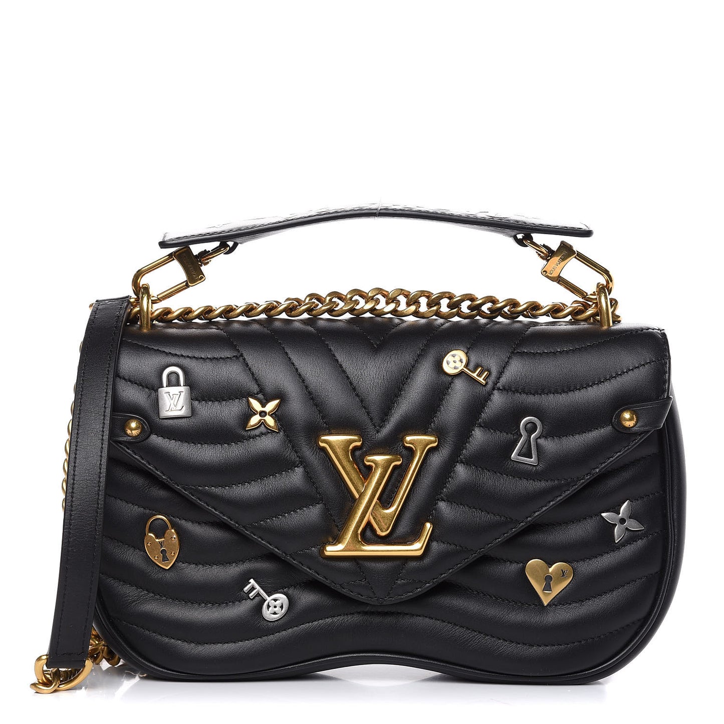 Calfskin Love Lock New Wave Chain MM Black