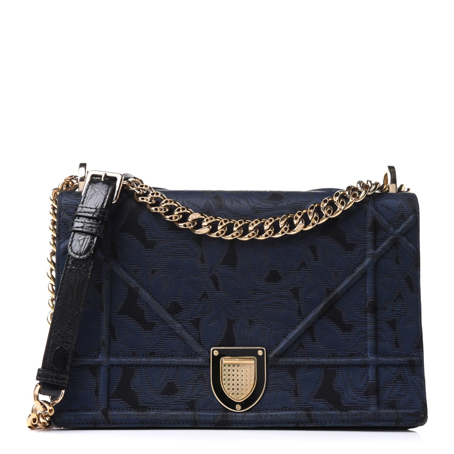 Jacquard Floral Medium Diorama Flap Bag Blue
