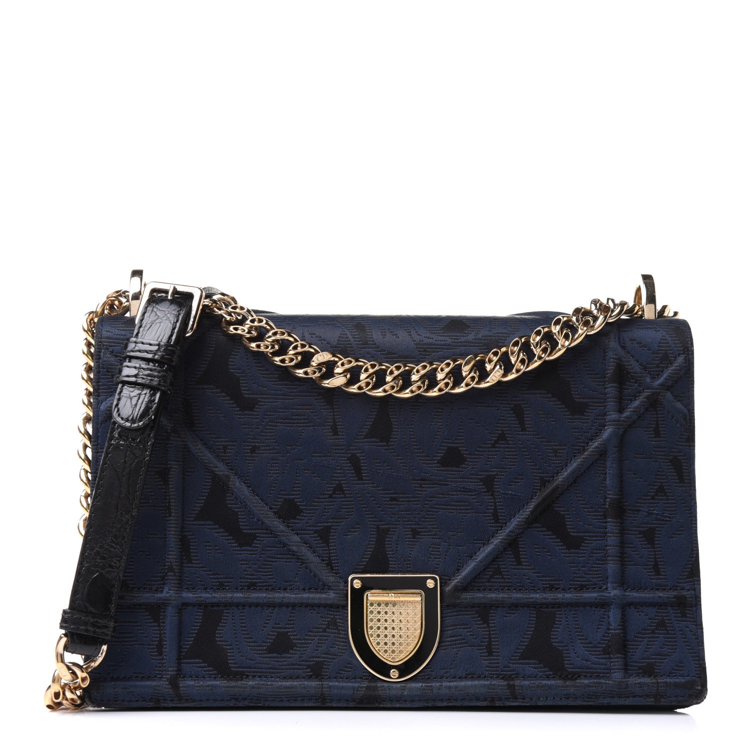 Christian Dior Jacquard Floral Medium Diorama Flap Bag Blue 1 of 12