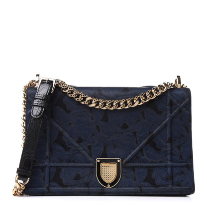 Christian Dior Jacquard Floral Medium Diorama Flap Bag Blue 1 of 12
