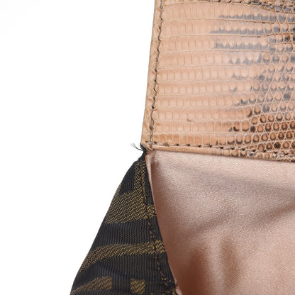 Fendi Zucca Embroidered Lizard Trim Bag Tobacco 8 of 9