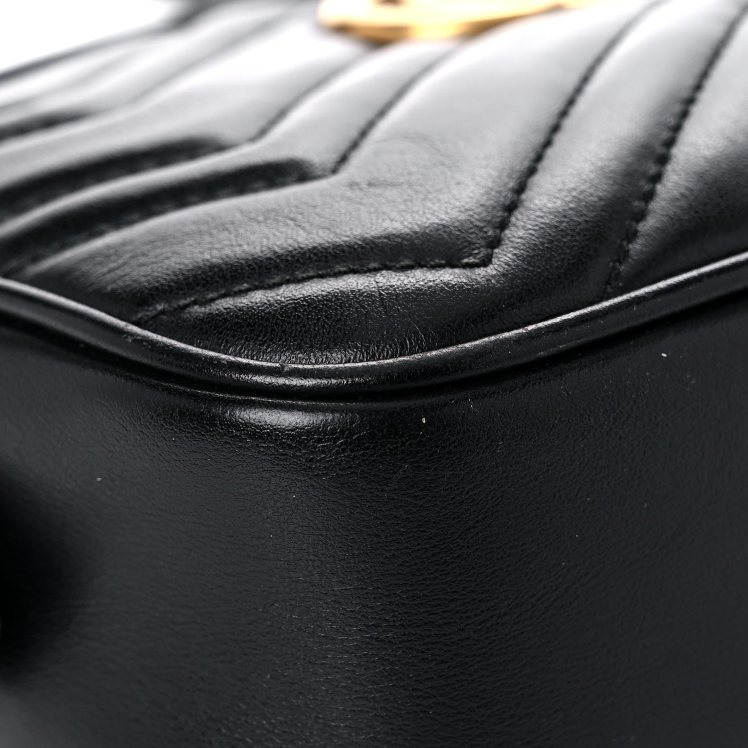 Gucci Calfskin Matelasse Mini GG Marmont Chain Shoulder Bag Black 11 of 14