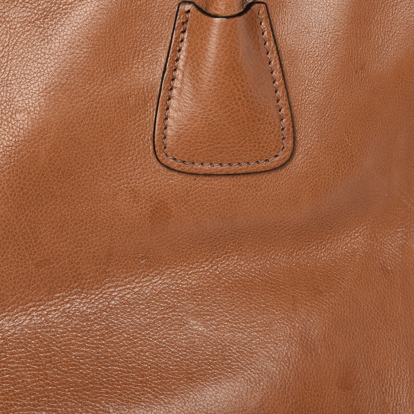 Leather Large Twin Pocket Tote Bag Brown