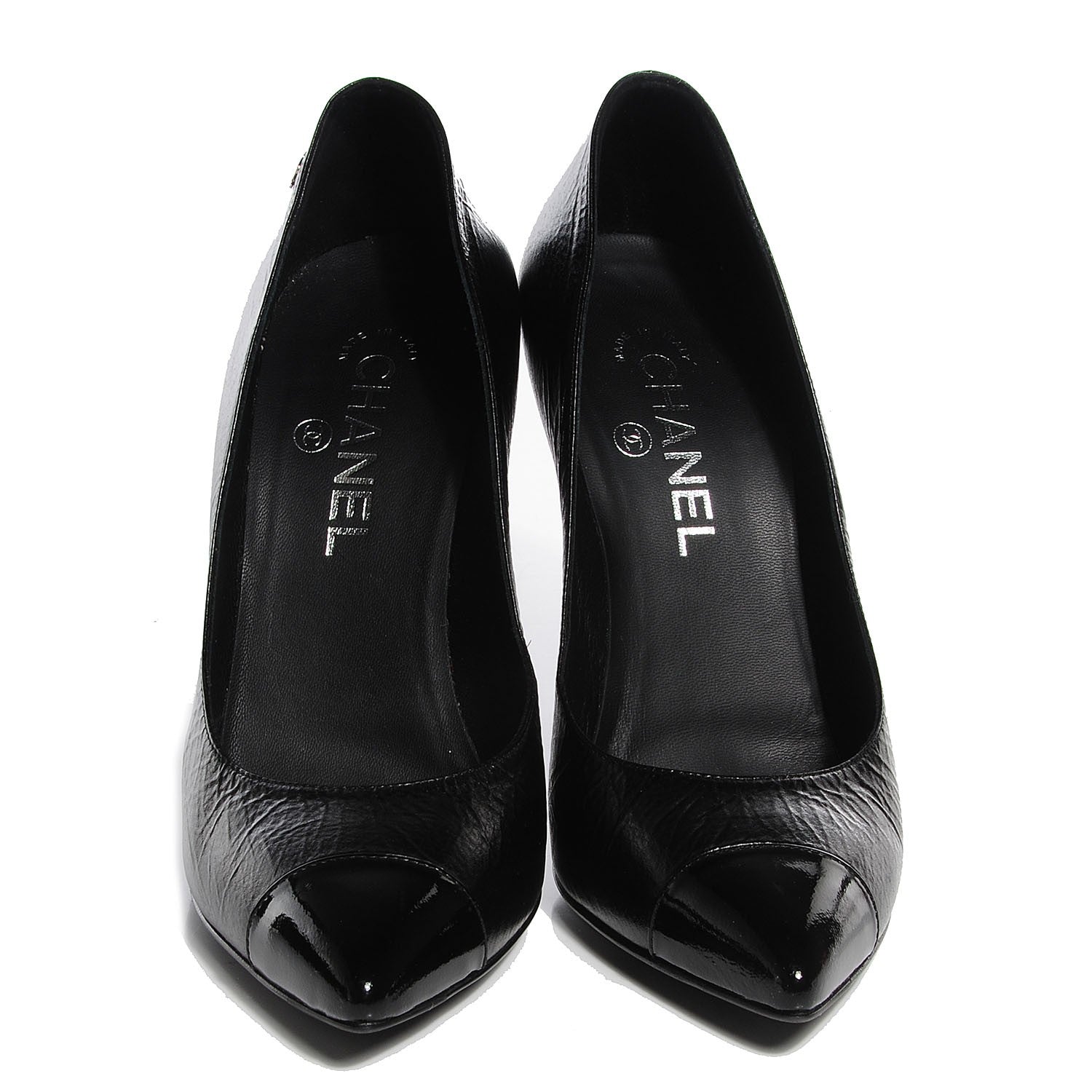 Chanel Patent Cap Toe Pumps Black 38.5 2 of 8
