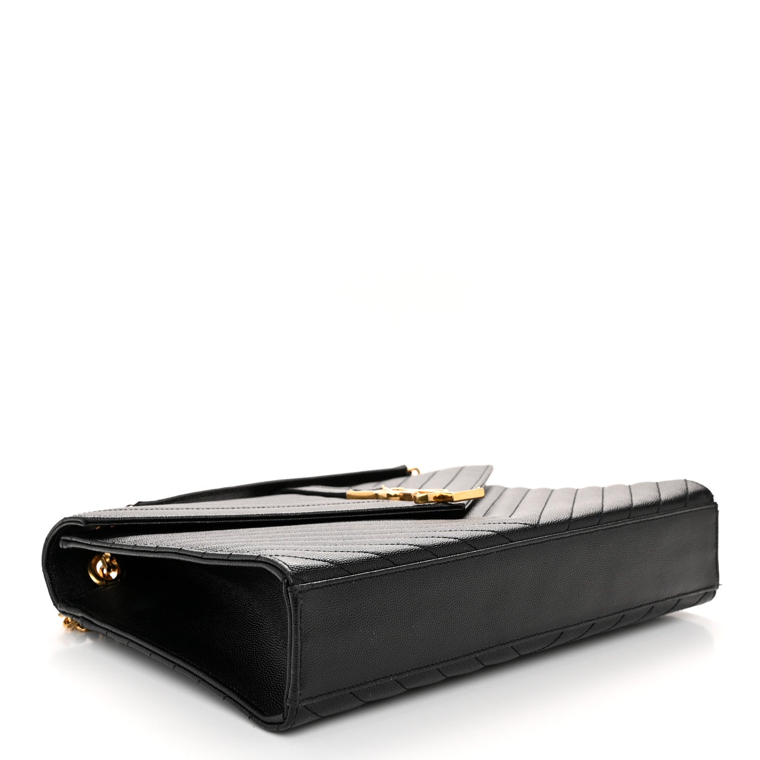 Saint Laurent Grain De Poudre Matelasse Chevron Large Monogram Satchel Black 4 of 10