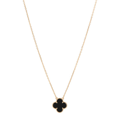 Van Cleef & Arpels 18K Yellow Gold Black Onyx Vintage Alhambra Pendant Necklace 1 of 5