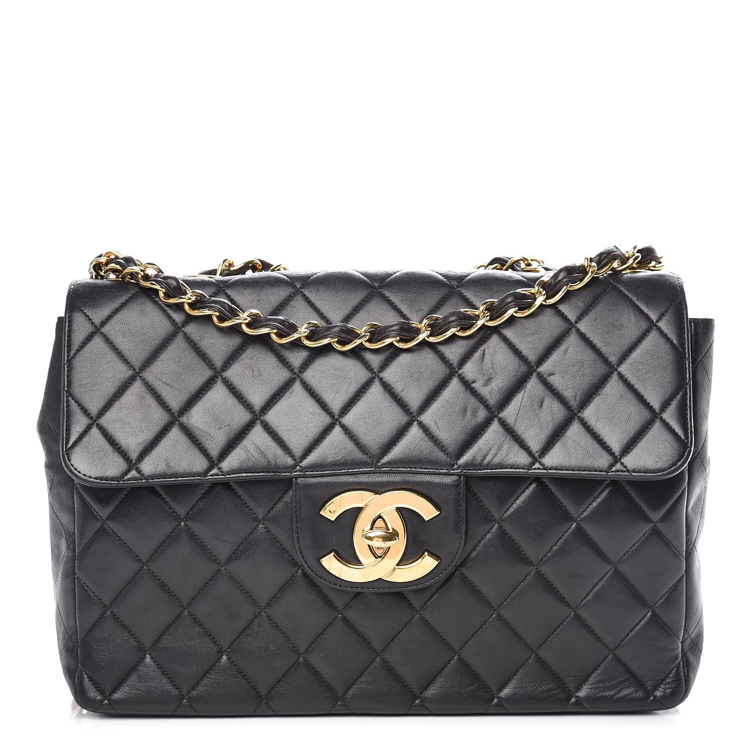 Chanel Lambskin Quilted Jumbo Single Flap Black 1 of 14