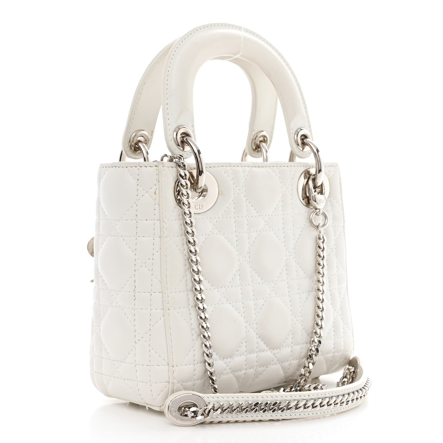 Christian Dior Lambskin Cannage Mini Lady Dior White 3 of 15