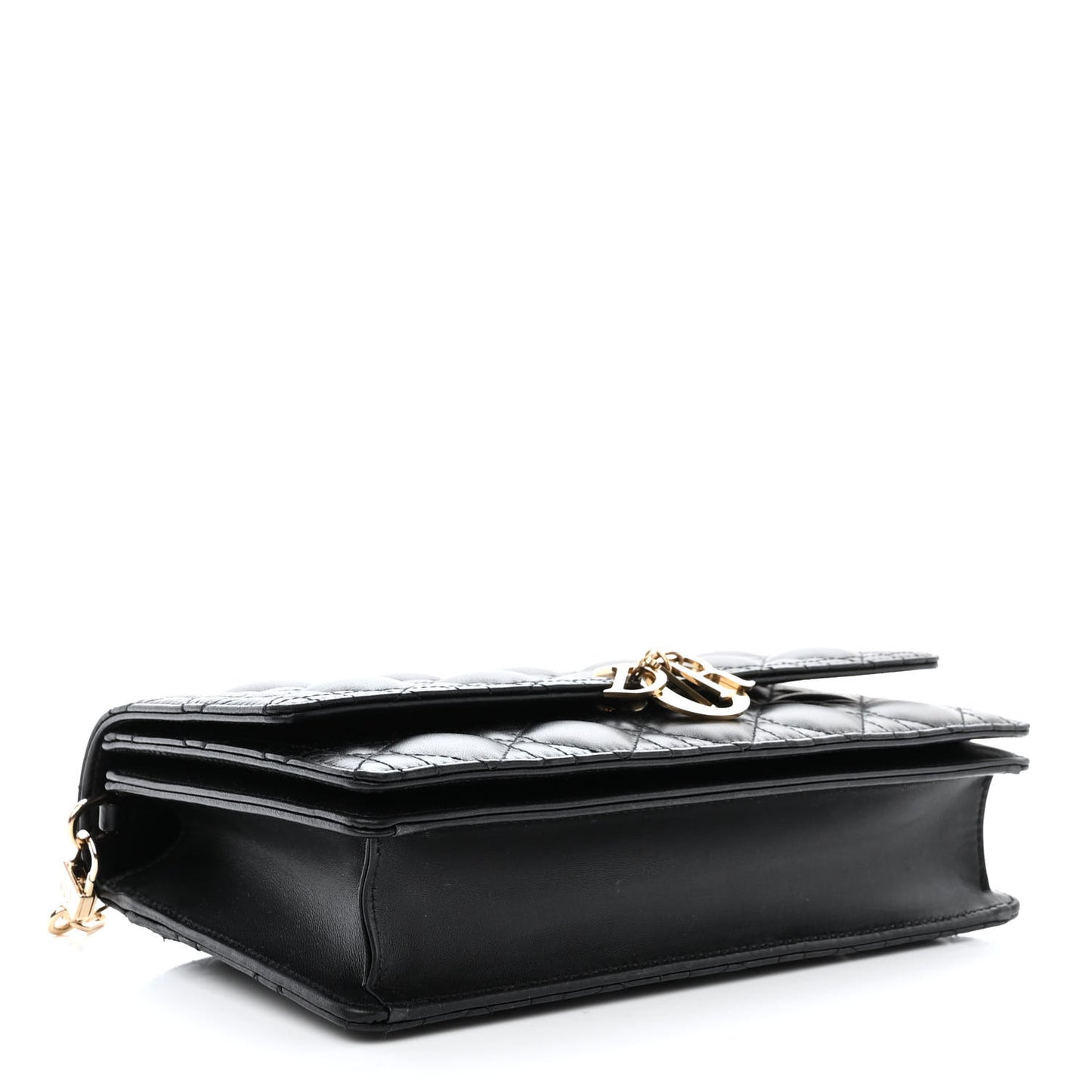 Lambskin Cannage Miss Dior Chain Pouch Black