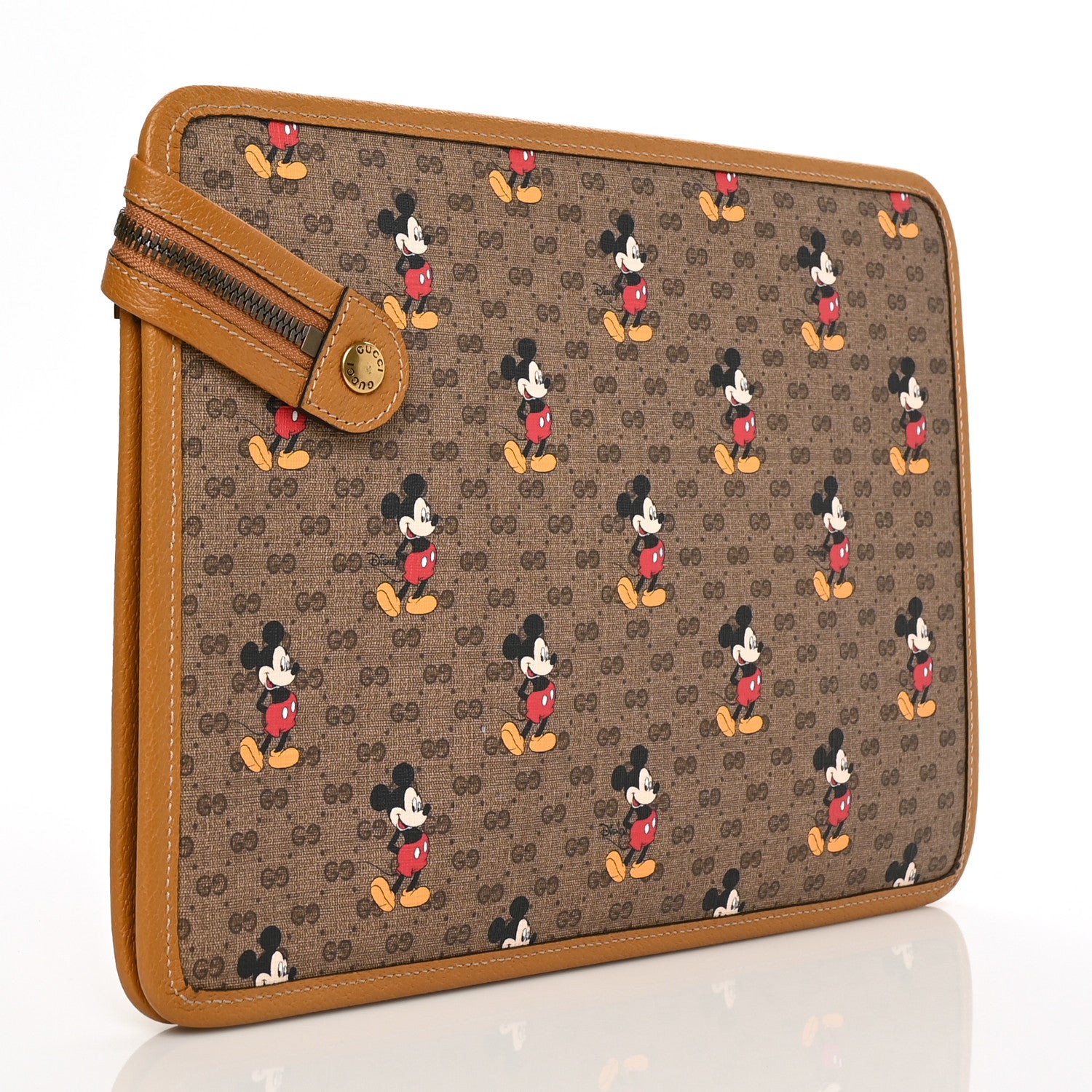 Gucci X DISNEY Mini Vintage GG Supreme Monogram Mickey Mouse Documents Holder Beige Vintage Sun Oil 3 of 6