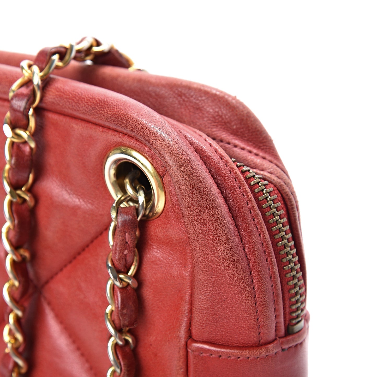 Lambskin Quilted Crossbody Red