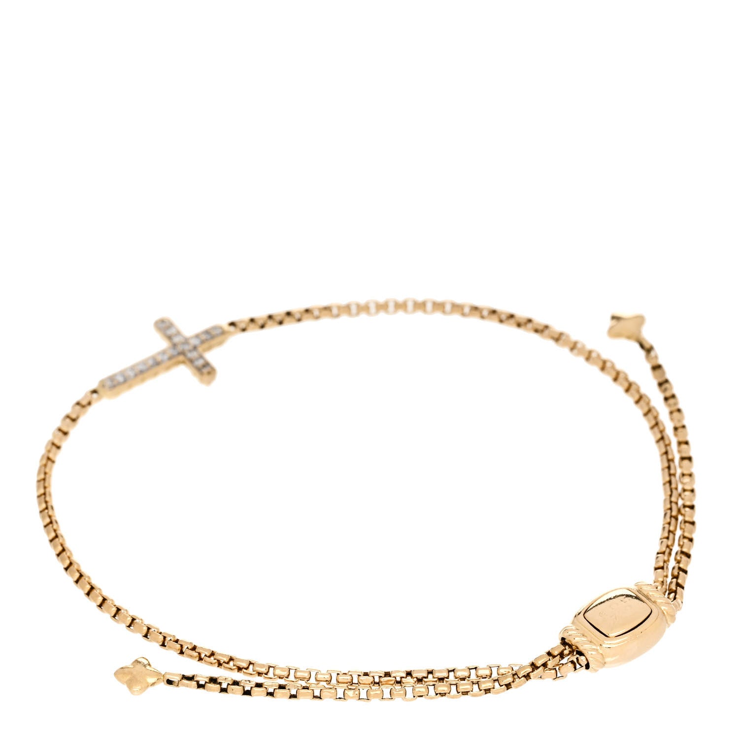 David Yurman 18K Yellow Gold Diamond Petite Pave Cross Chain Bracelet 2 of 3