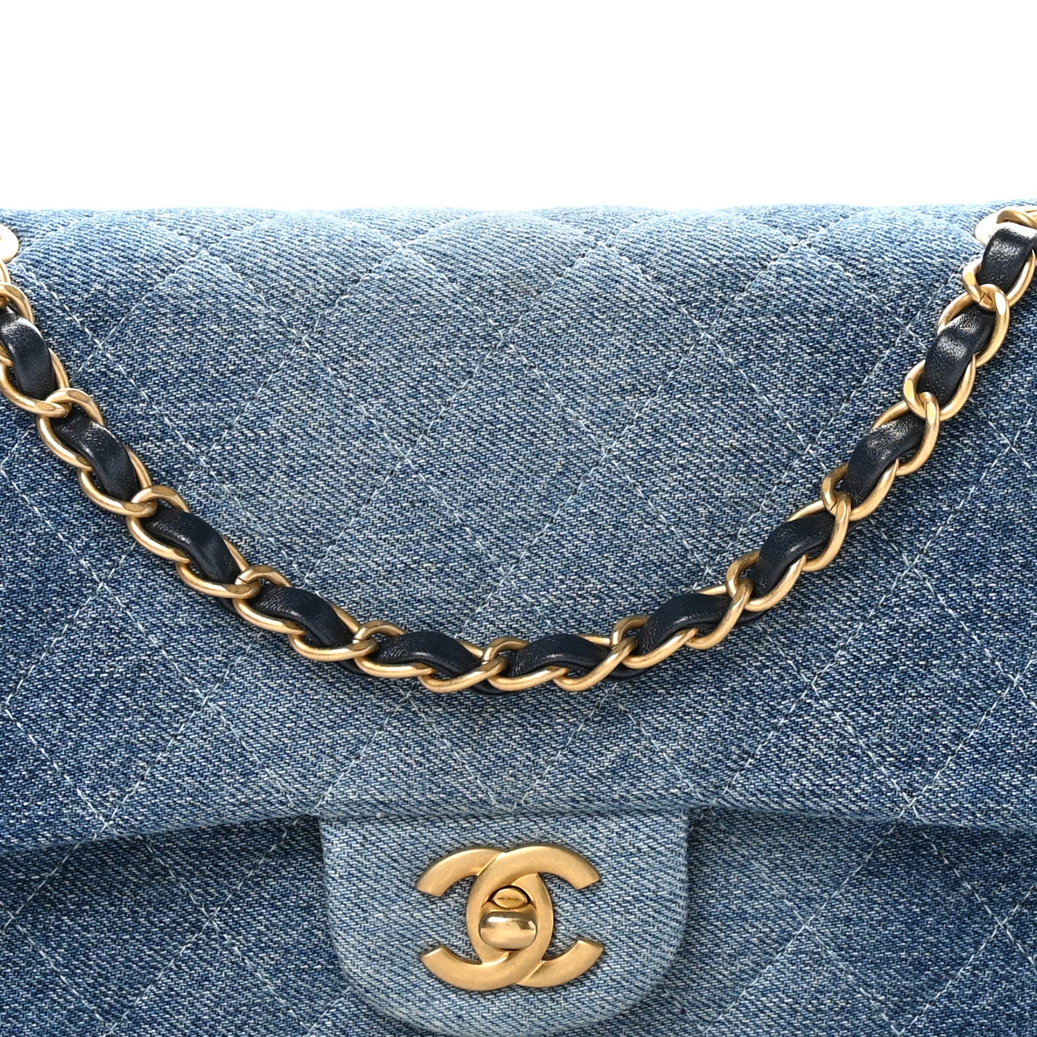 Chanel Washed Denim Quilted Medium Double Flap Blue 8 of 10