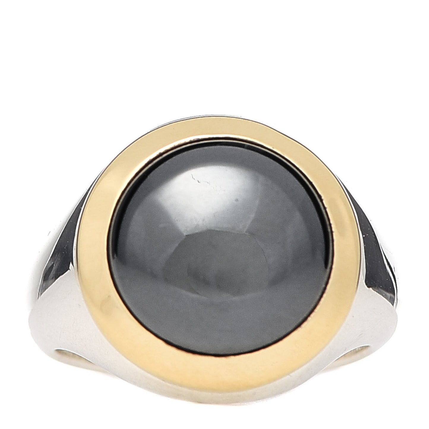 Sterling Silver 18K Yellow Gold Hematite Ring 48 4.5