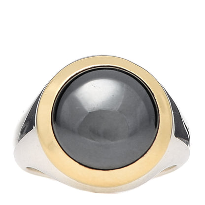 Tiffany Sterling Silver 18K Yellow Gold Hematite Ring 48 4.5 2 of 14