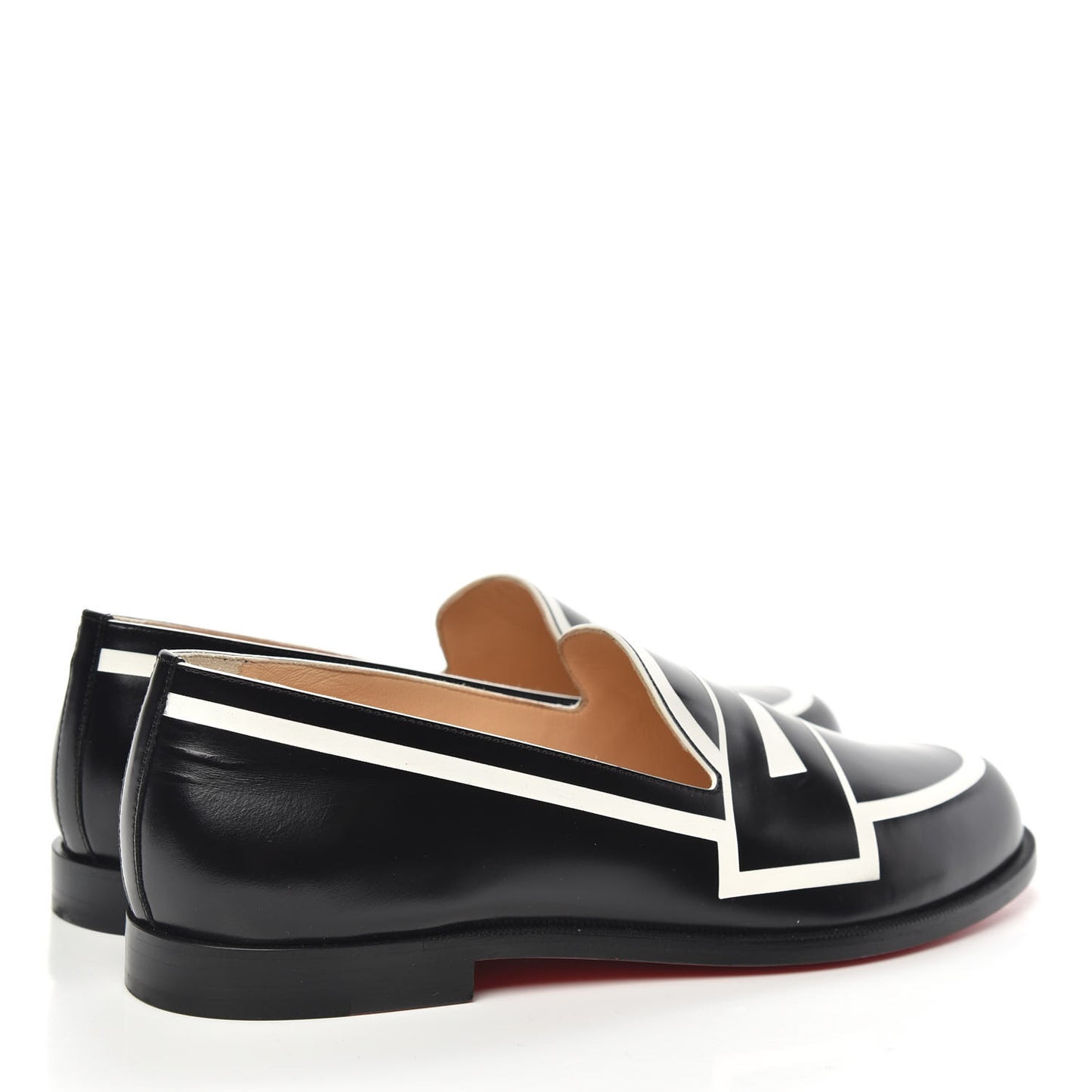 Calfskin Womens Tromoca Contrast Flat Loafers 36.5 Black White