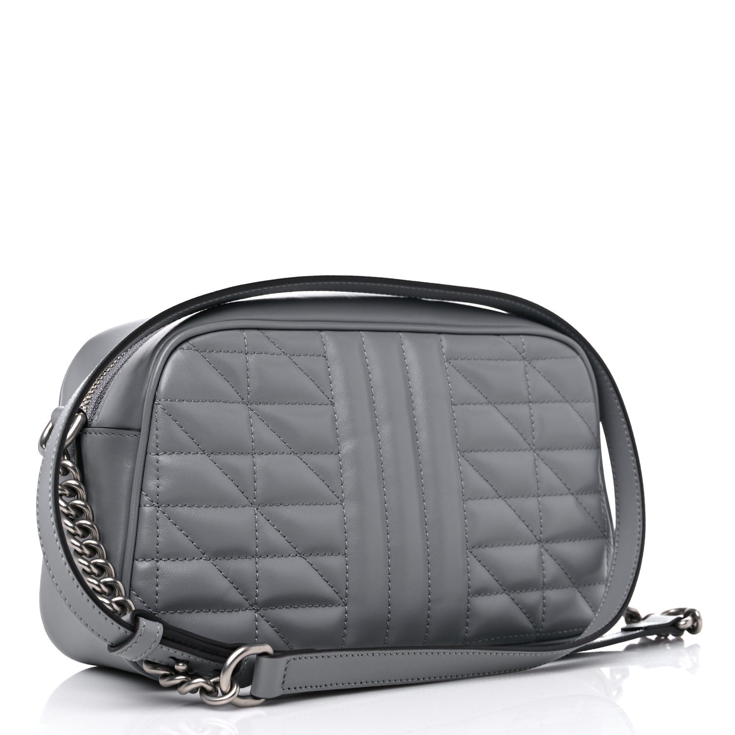 Calfskin Matelasse Aria Small GG Marmont Chain Shoulder Bag Deep Grey