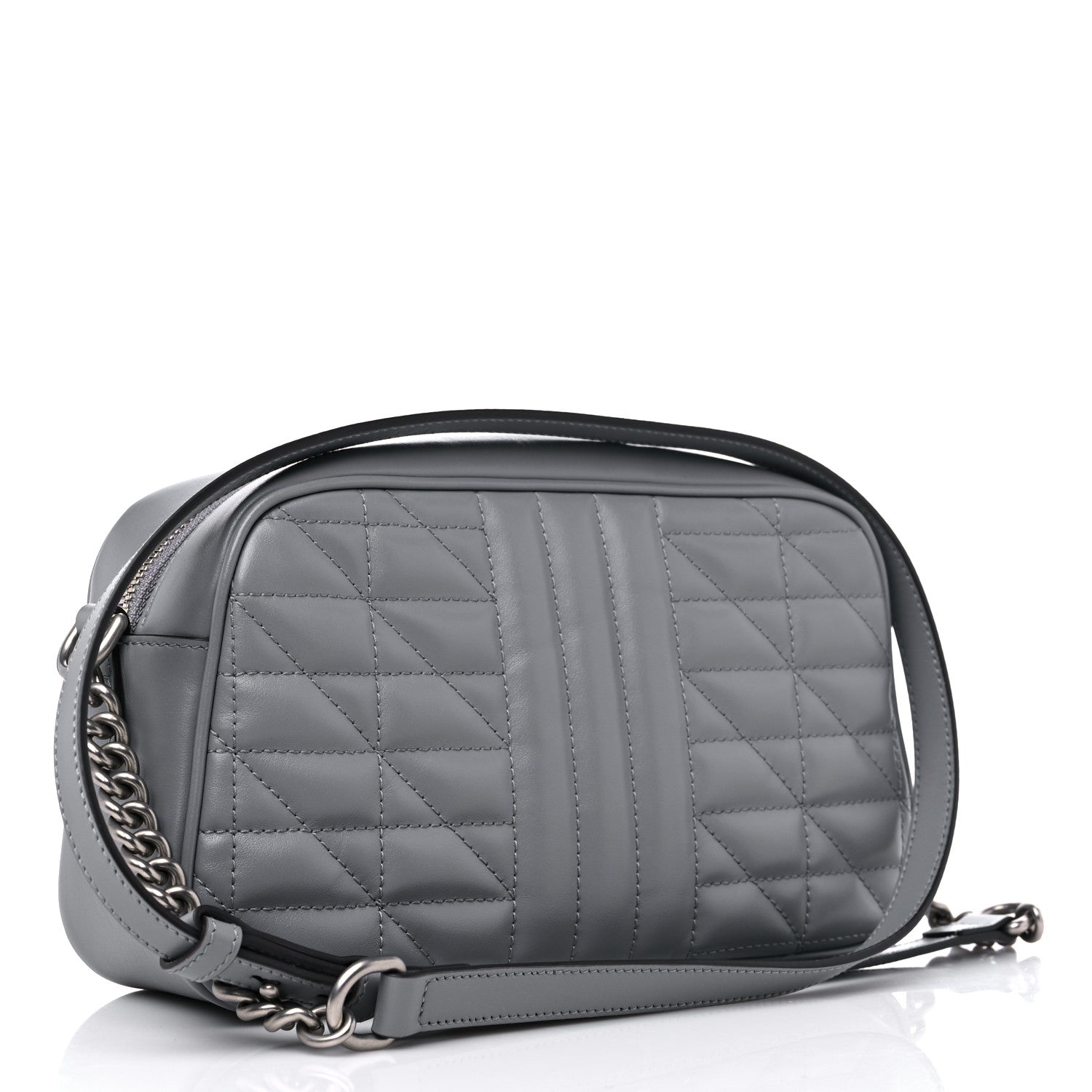 Gucci Calfskin Matelasse Aria Small GG Marmont Chain Shoulder Bag Deep Grey 3 of 10