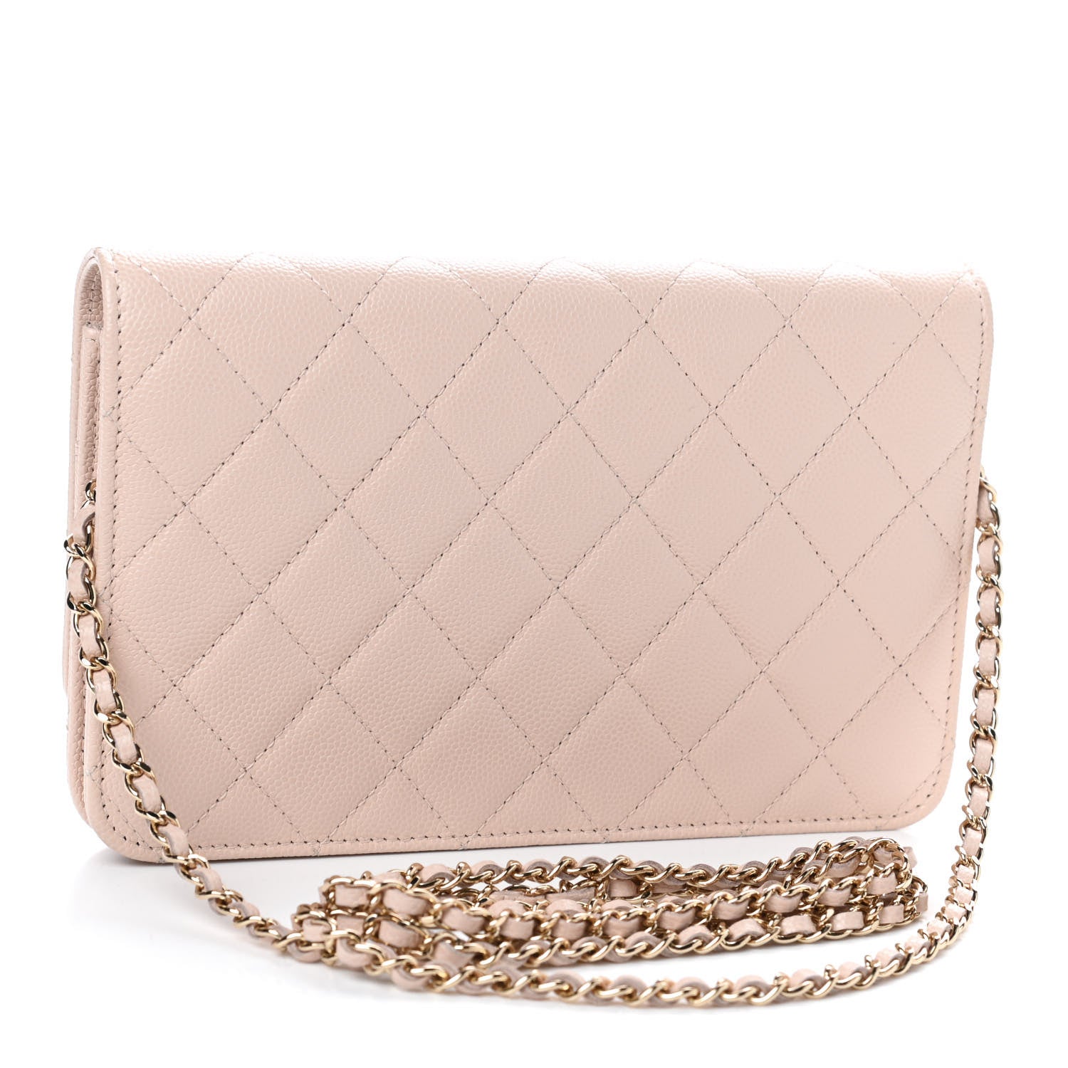 Chanel Caviar Quilted Golden Class Wallet On Chain WOC Light Beige 2 of 4
