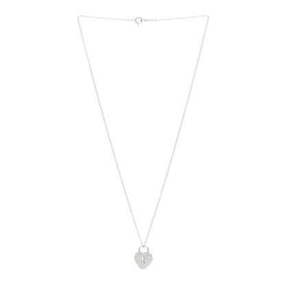 Tiffany Platinum Diamond Small Heart Lock Pendant Necklace 3 of 4