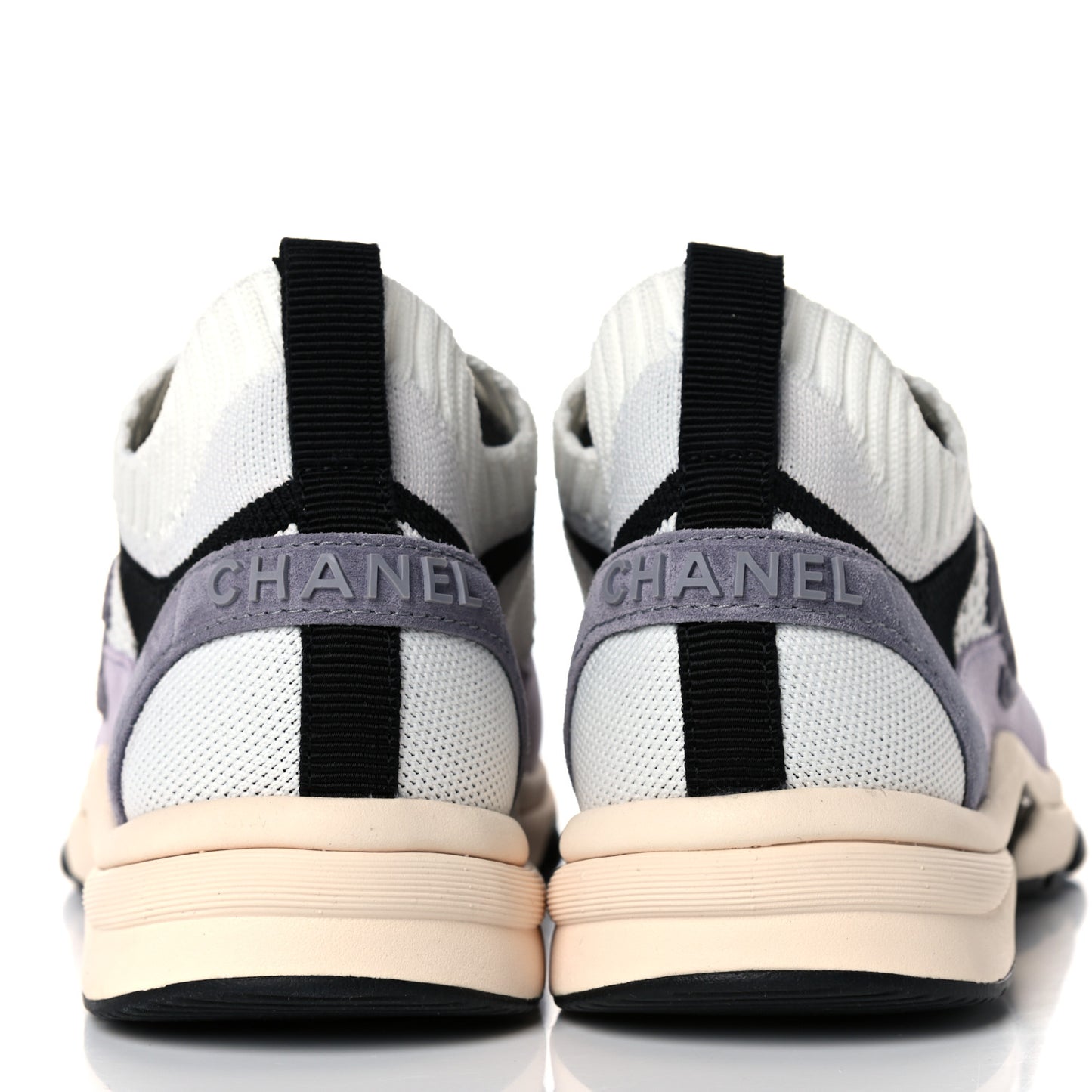 Mesh Suede Fabric Womens CC Sneakers 36 White Black Purple Dark Purple
