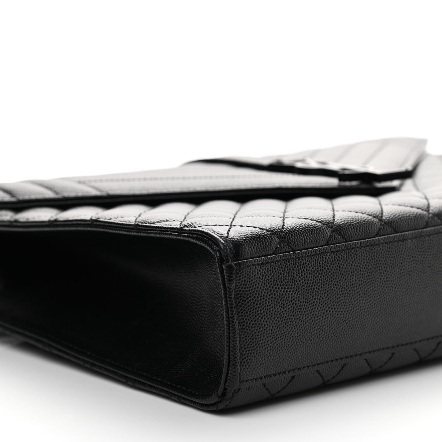 Grain De Poudre Textured Mixed Matelasse Large Triquilt Monogram Monochrome Satchel Black