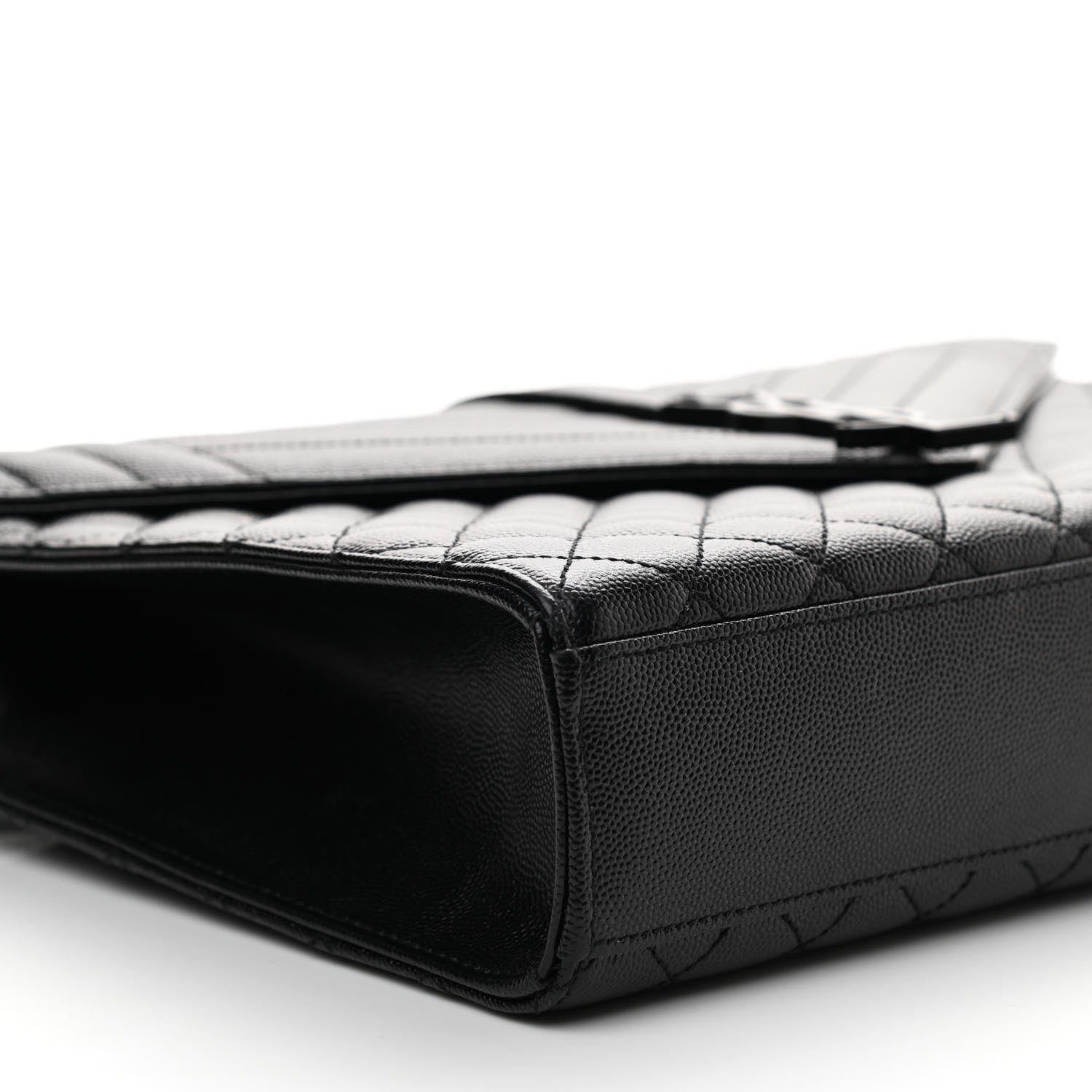 Saint Laurent Grain De Poudre Textured Mixed Matelasse Large Triquilt Monogram Monochrome Satchel Black 8 of 9