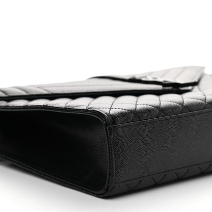 Saint Laurent Grain De Poudre Textured Mixed Matelasse Large Triquilt Monogram Monochrome Satchel Black 8 of 9