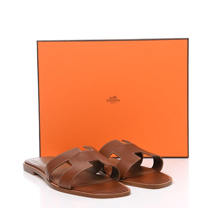 Hermes Box Calfskin Oran Sandals 41 Gold 8 of 8