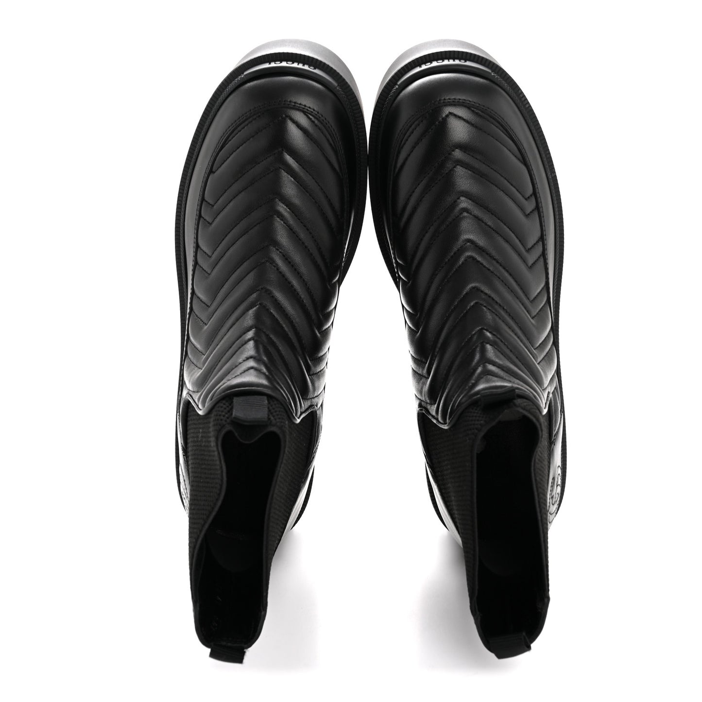 Calfskin Nappa Matelasse Frances Chelsea Boots 41 Black