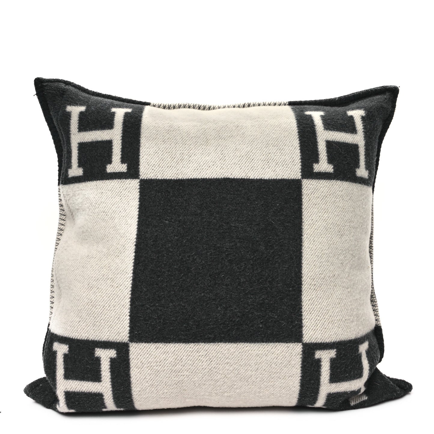 Wool Cashmere Avalon Pillow GM Ecru Gris Fonce