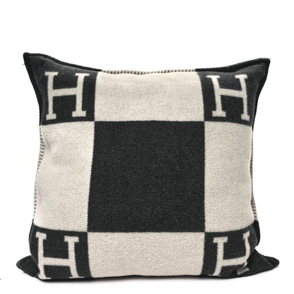 Hermes Wool Cashmere Avalon Pillow GM Ecru Gris Fonce 2 of 3
