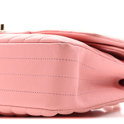 Chanel Caviar Flat Chevron Quilted Medium Double Flap Pink 10 of 10
