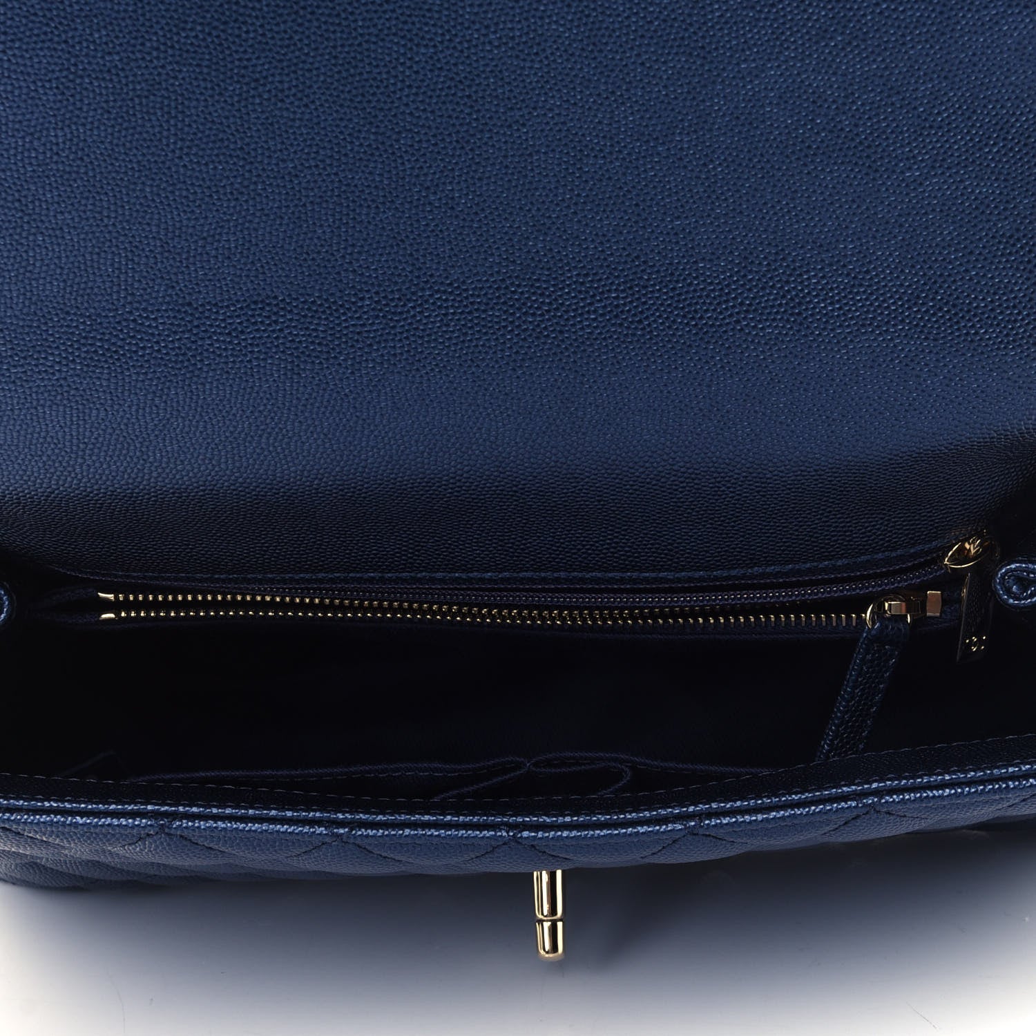 Chanel Iridescent Caviar Quilted Small Coco Handle Flap Dark Blue 4 of 4