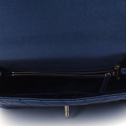 Chanel Iridescent Caviar Quilted Small Coco Handle Flap Dark Blue 4 of 4