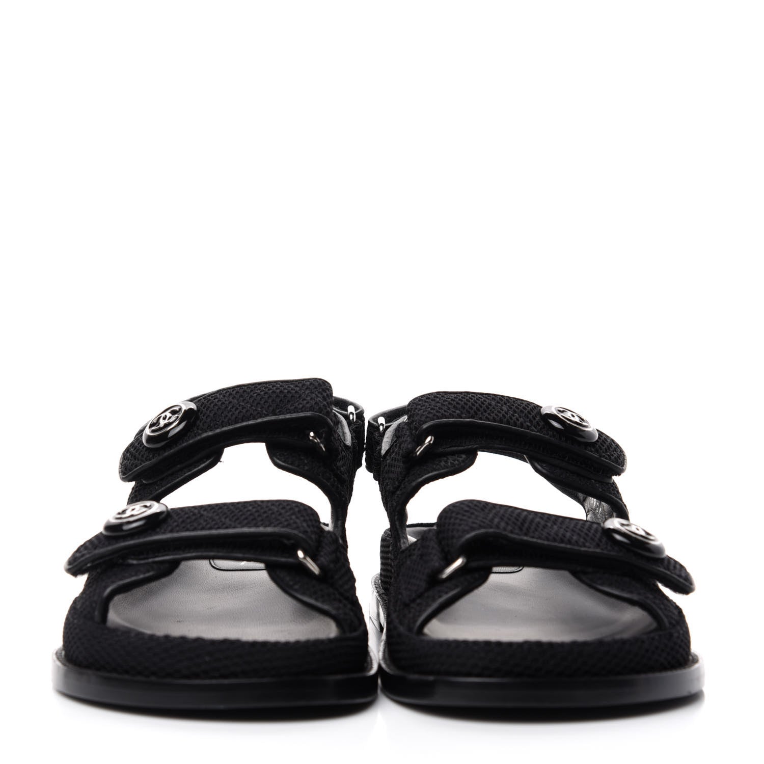 Chanel Fabric Velcro Dad Sandals 38 Black 2 of 11