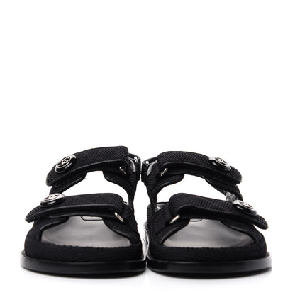 Chanel Fabric Velcro Dad Sandals 38 Black 2 of 11