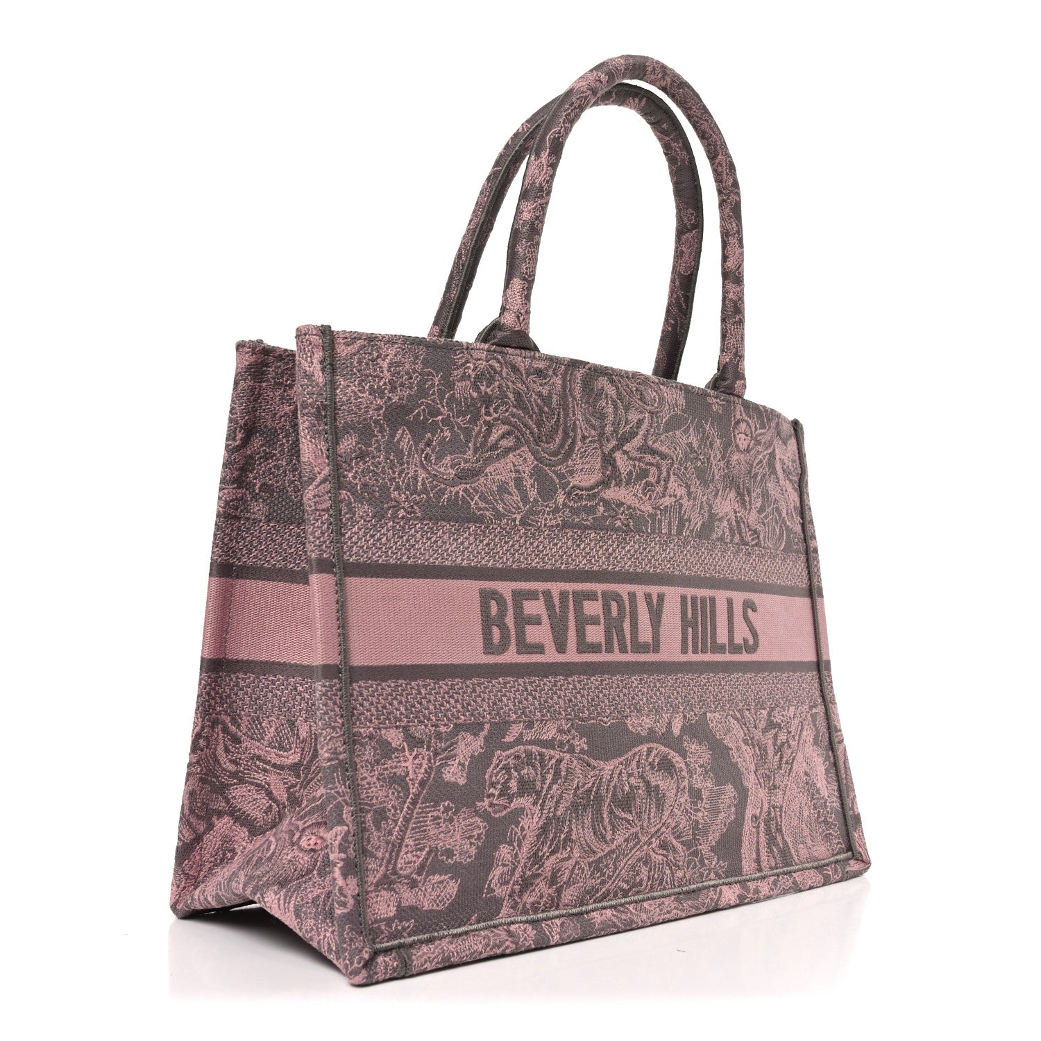 Christian Dior Canvas Embroidered Medium Dioriviera Toile De Jouy Book Tote Pink Grey 3 of 10