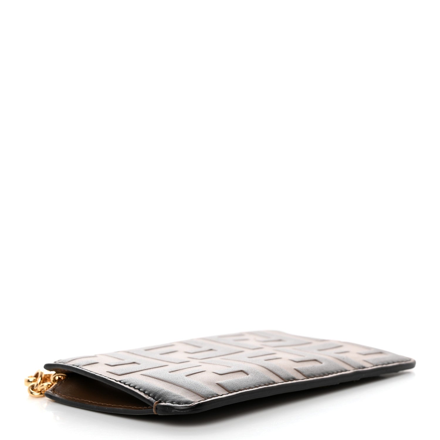 Fendi Vitello Soft F is Fendi Bi-Color FF 1974 Embossed Key Case Pouch Maya Black 4 of 7