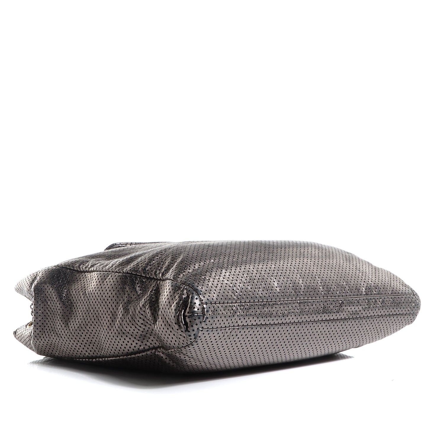 Chanel Metallic Crackled Calfskin Perforated Drill Shoulder Bag Silver 4 of 8