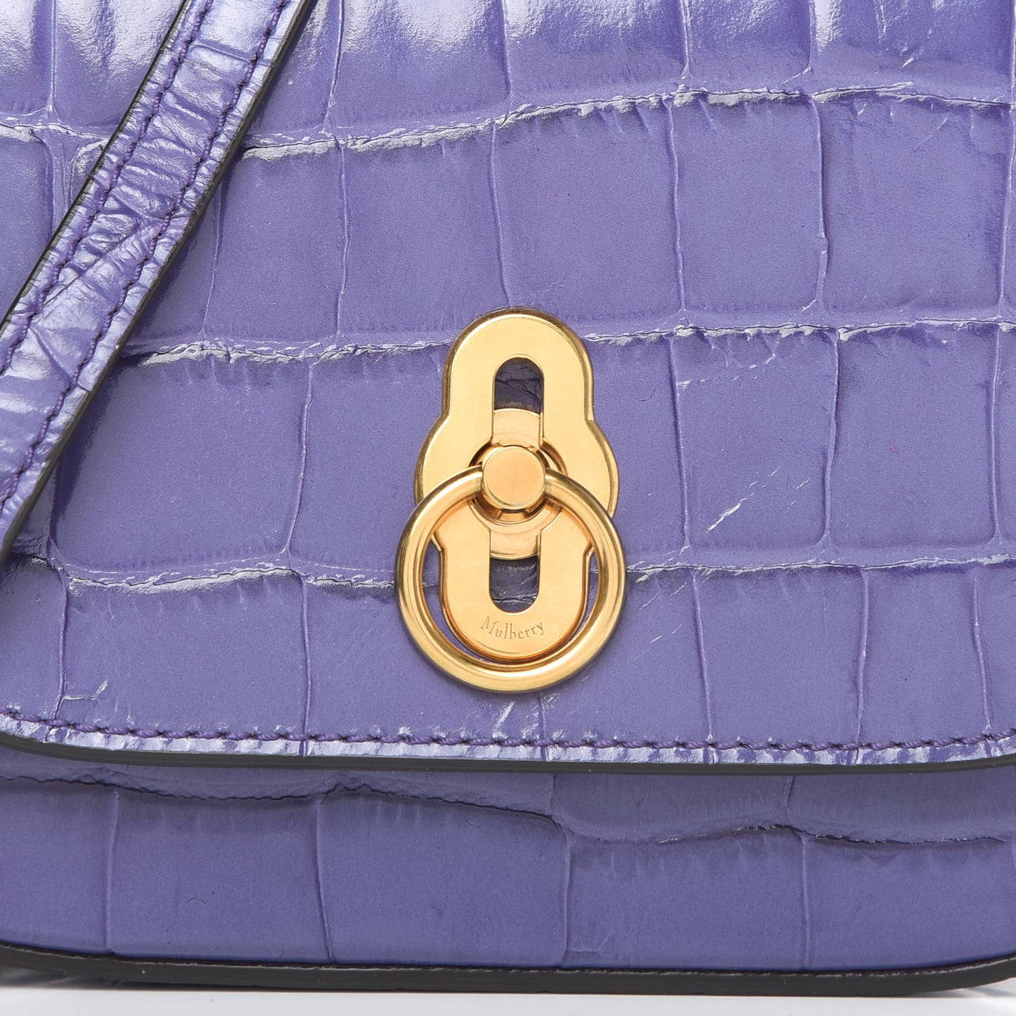 Calfskin Crocodile Embossed Mini Amberley Flap Purple