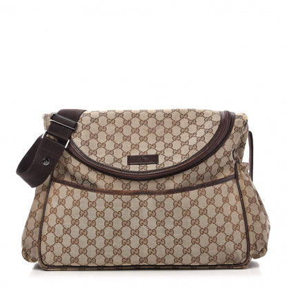Gucci Monogram Natural Pigskin Large Diaper Bag Beige Ebony Cocoa Dark Chocolate 1 of 14