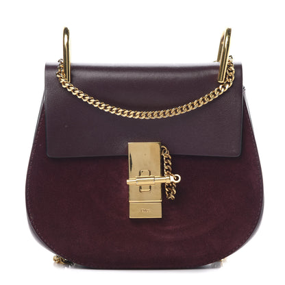 Chloe Suede Smooth Calfskin Mini Drew Shoulder Bag Dark Purple 1 of 15