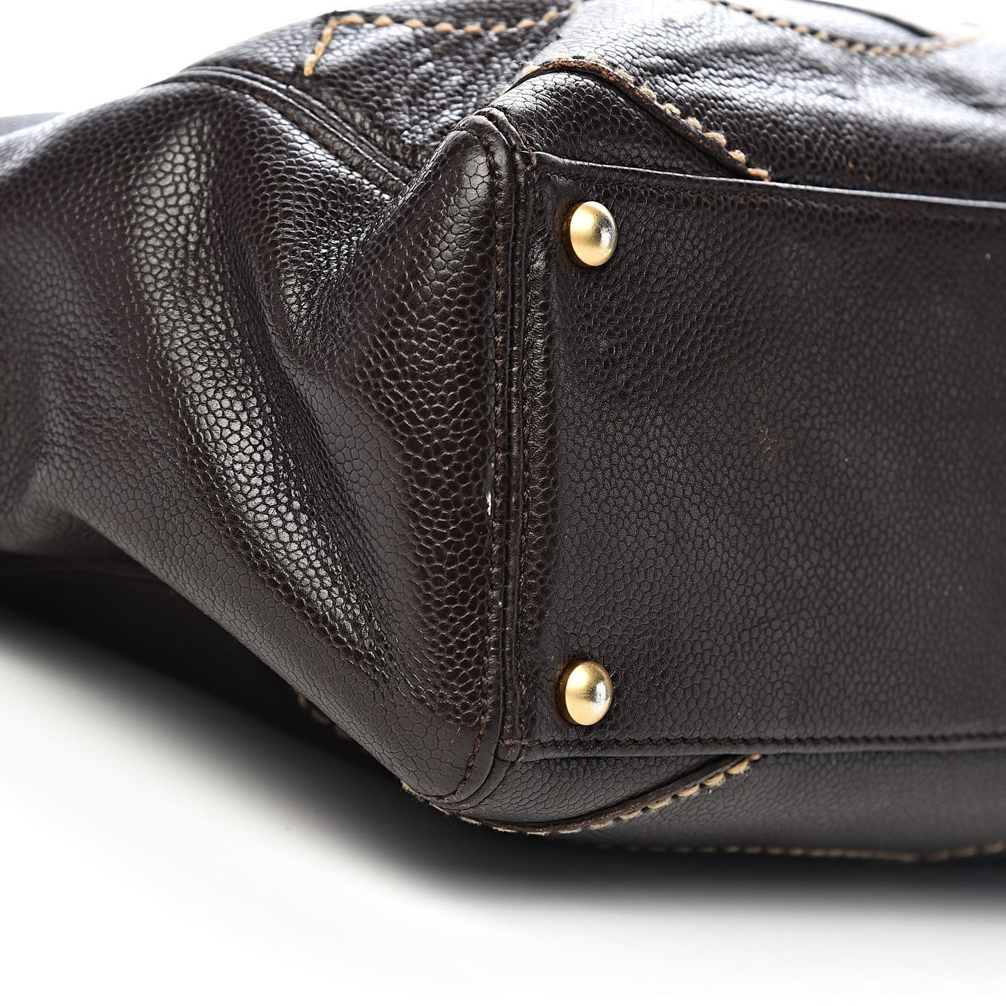 Caviar CC Stitched Medium Tote Brown