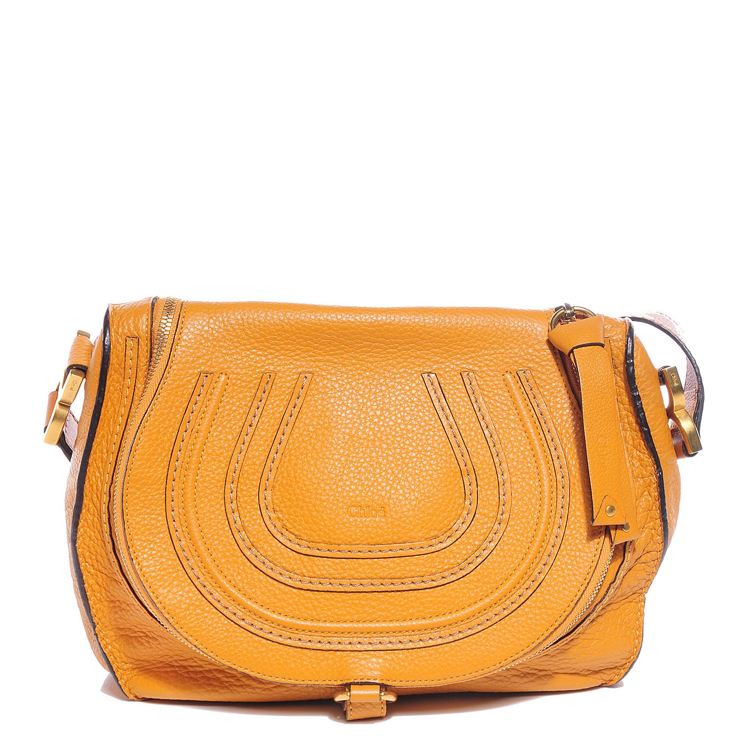 Calfskin Medium Marcie Round Crossbody Bag Yellow