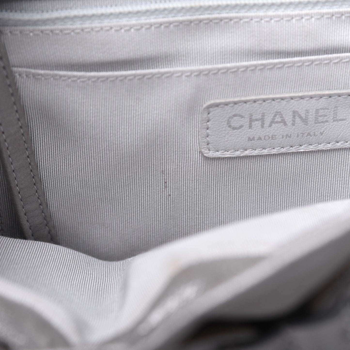 Metallic Calfskin Chevron Quilted Small Urban Spirit Backpack Silver