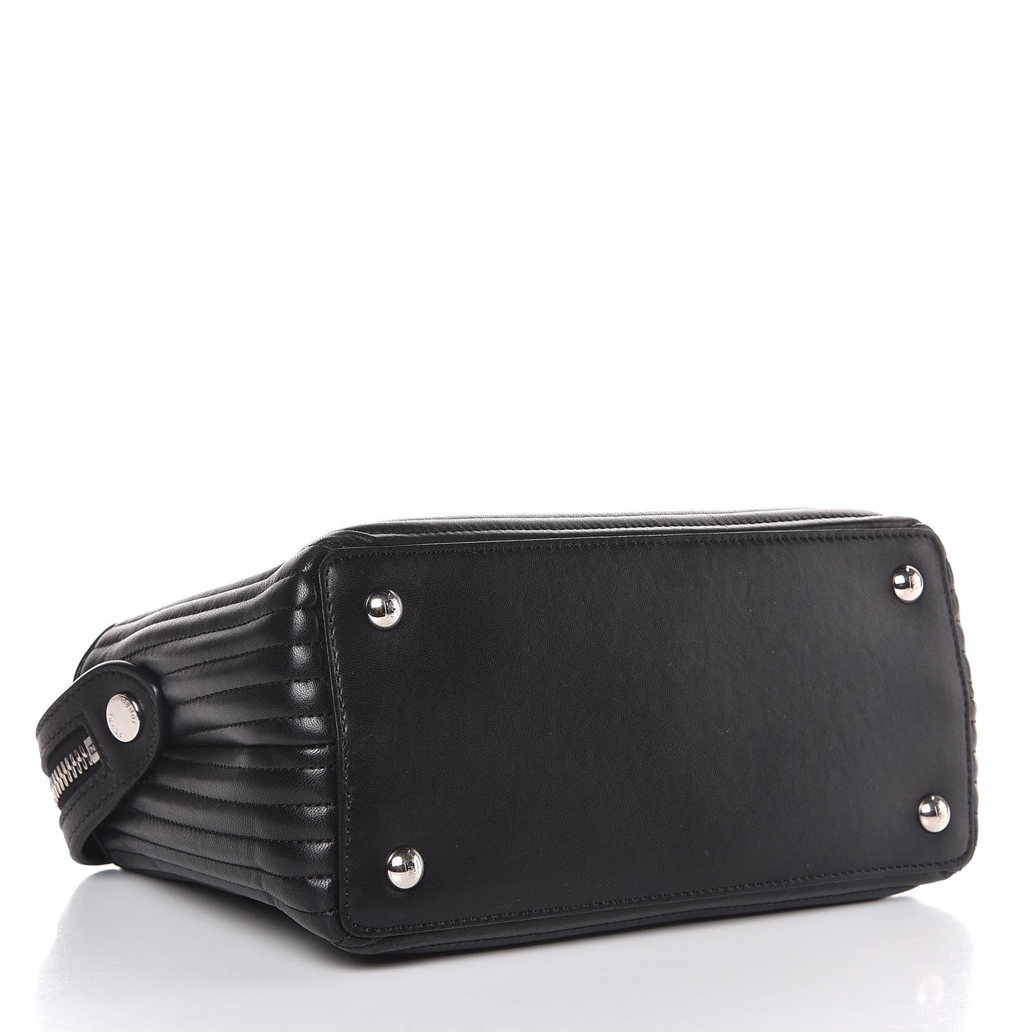 Shiny Nappa Trapuntata Small DotCom Click Top Handle Chain Satchel Black