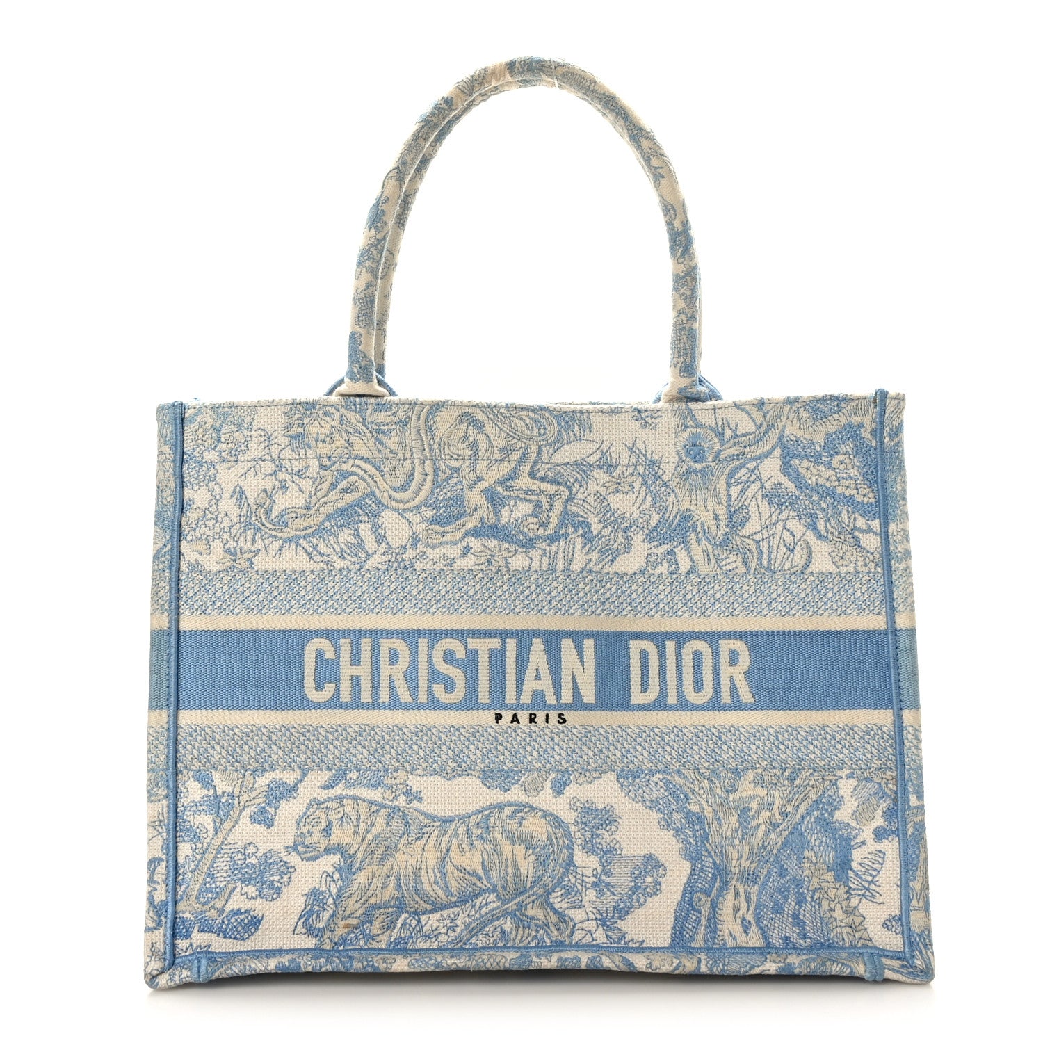 Christian Dior Canvas Embroidered Medium Dioriviera Toile De Jouy Book Tote Light Blue 1 of 10
