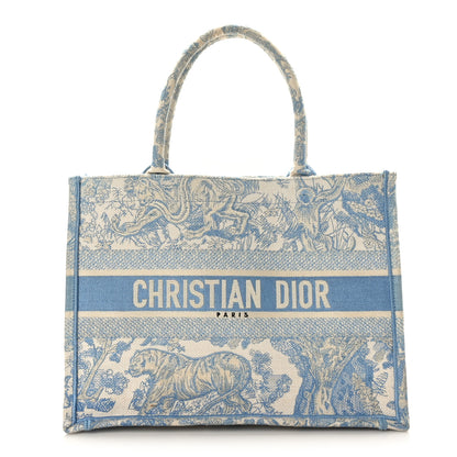 Christian Dior Canvas Embroidered Medium Dioriviera Toile De Jouy Book Tote Light Blue 1 of 10