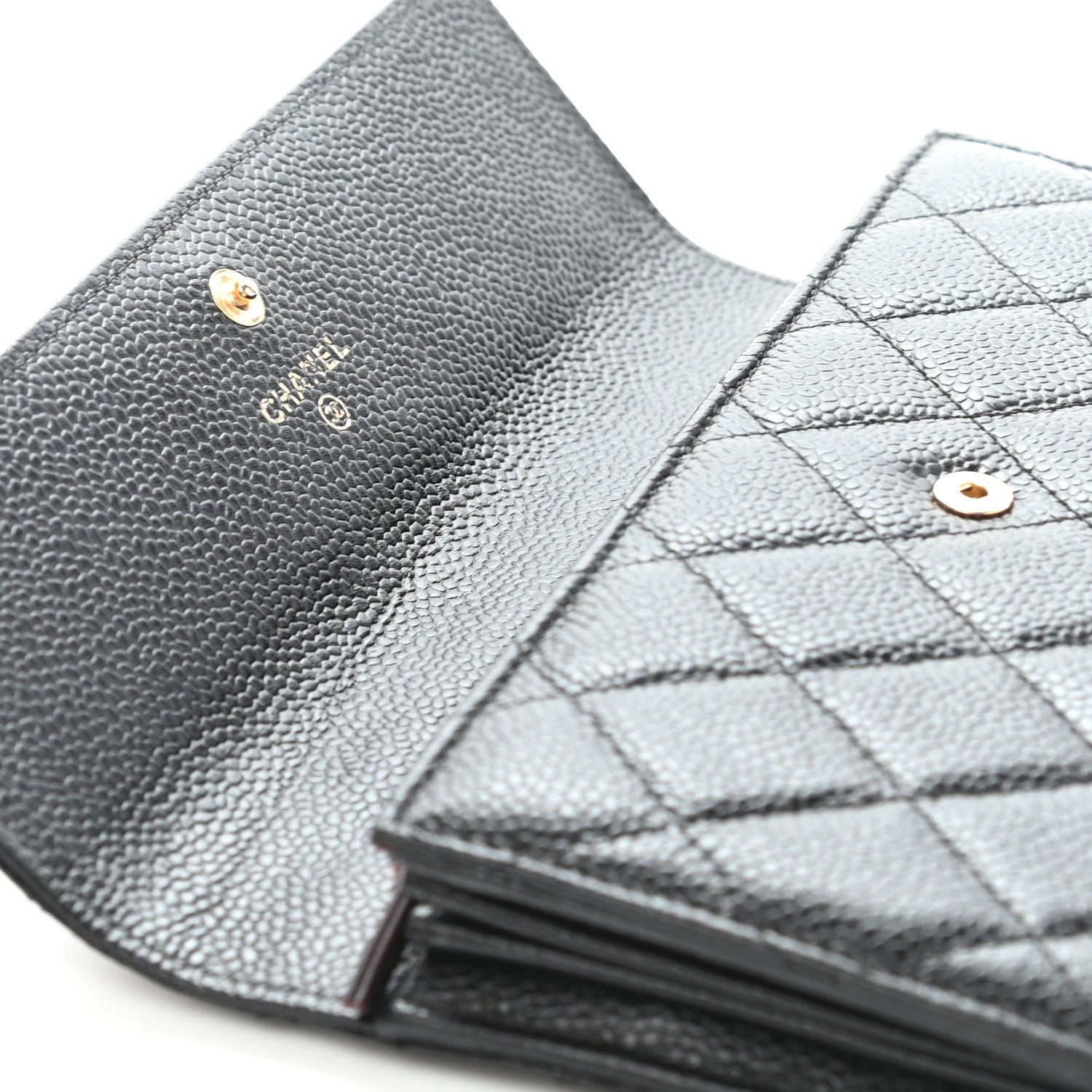 Chanel Caviar Quilted Large Gusset Flap Wallet Black 9 of 16